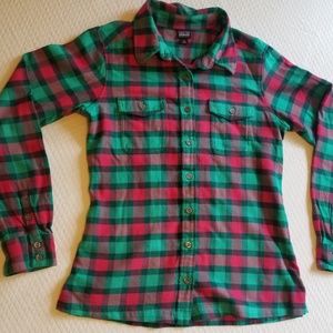 Patagonia Women Pink Teal Flannel Size 4